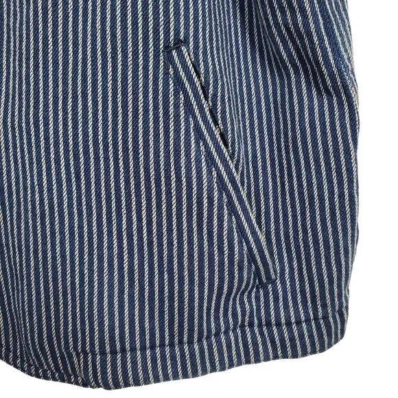 J Crew Mercantile Womens Size M Jacket Blazer Cotton Pockets Casual Striped Blue - Picture 7 of 8